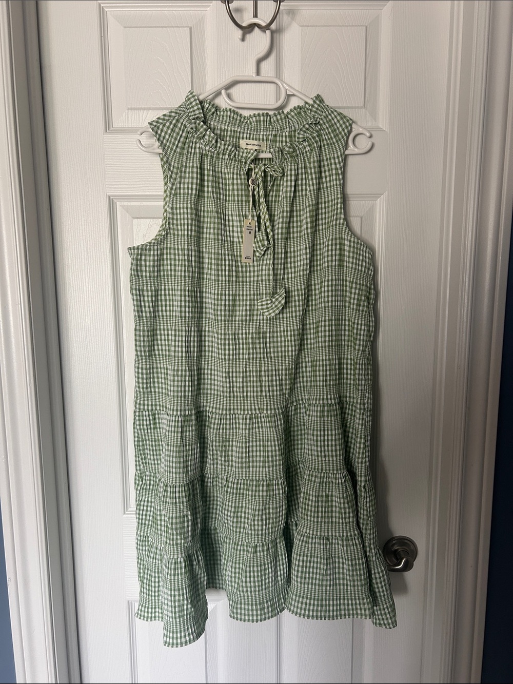 Max Studio Green Gingham Midi Dress